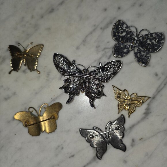Vintage Style Butterfly Brooch Lot Rhinestone Enamel Pins Jewelry Collection (6) - Picture 8 of 8